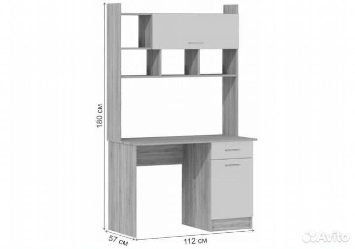 Компьютерный стол Бишоп 2 112х57х180 дуб крафт золотой / кашемир