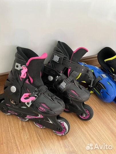 Ролики растущие, синие и розовые. Размер 25-29