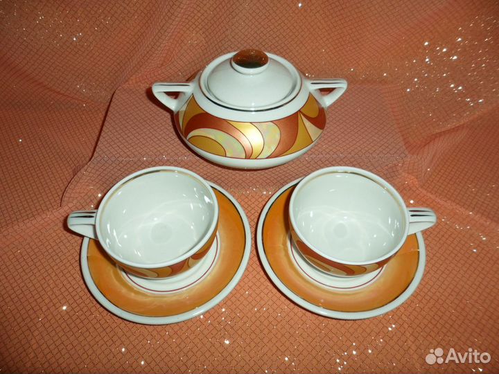 Сахарница,чашка,блюдце, Добрушский фз, Добруш,СССР