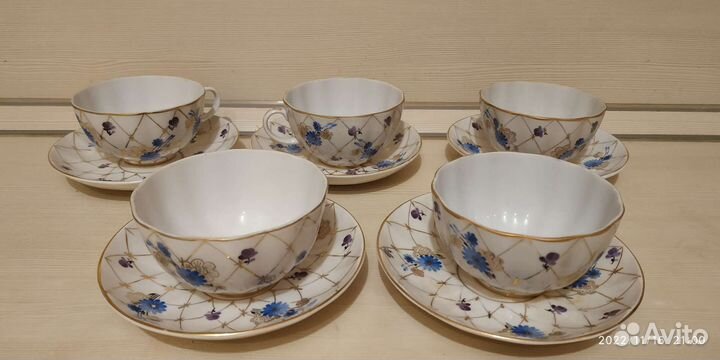 Чайный сервиз лфз золотая сетка 6 пар