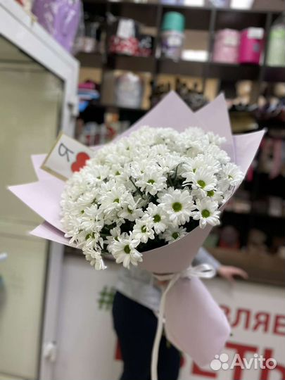 Букет 17 Белых хризантем с