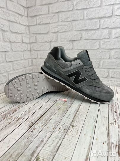 Кроссовки великаны New Balance 574 серые без сетки