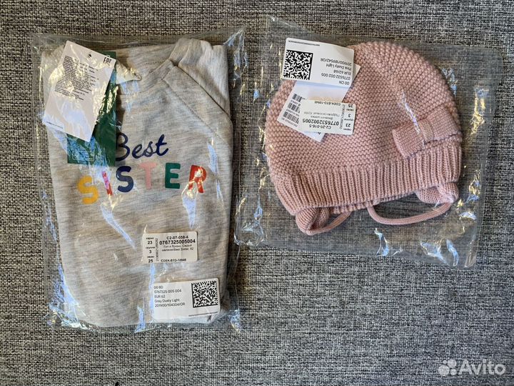 H&M Новая Шапка и кофта для девочки 62-68