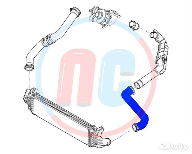 Силиконовый патрубок интеркулера Ford Galaxy 2,0td