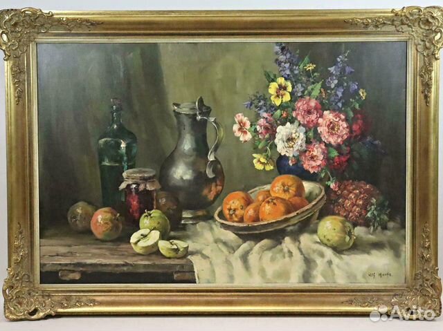 Фрукты.Натюрморт.Willy Hanft.Картина.Германия