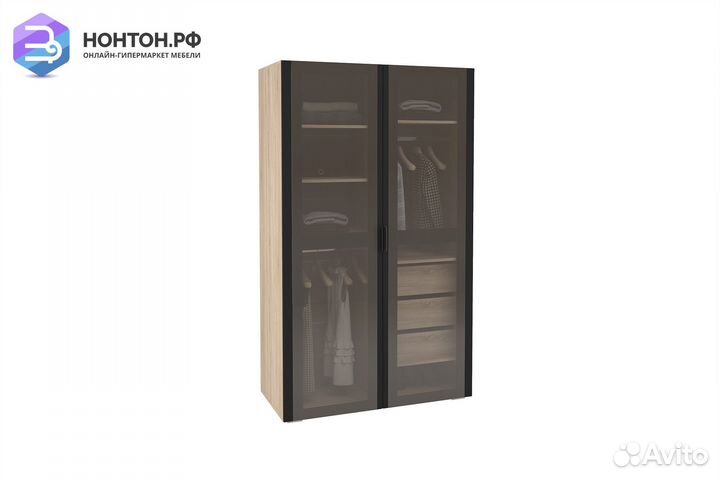 Шкаф двухстворчатый Норд дуб сонома / софт черный