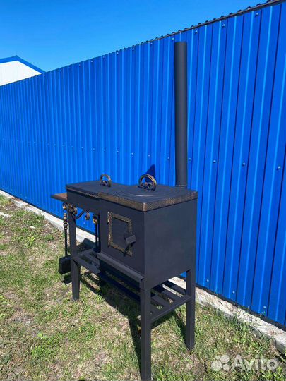 Мангал с печкой под казан