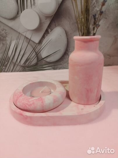 Набор для декора ваза, подставка и подсвечник