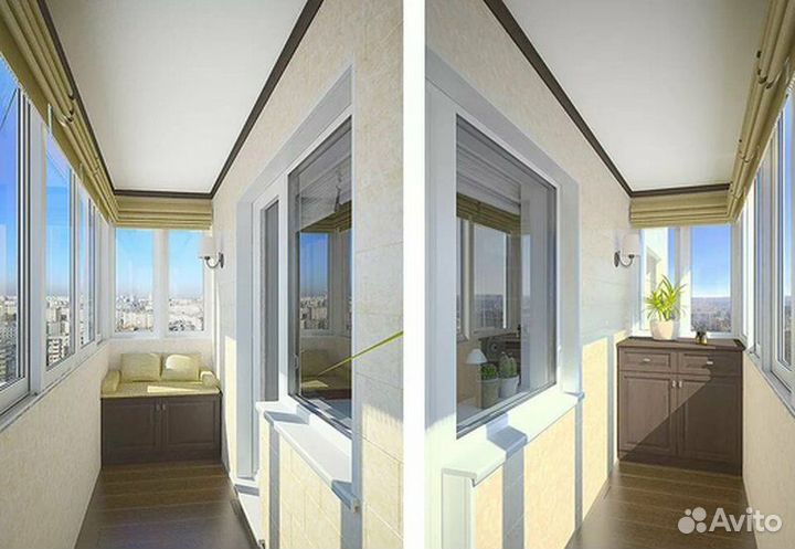 Остекление балконов. Отделка лоджии