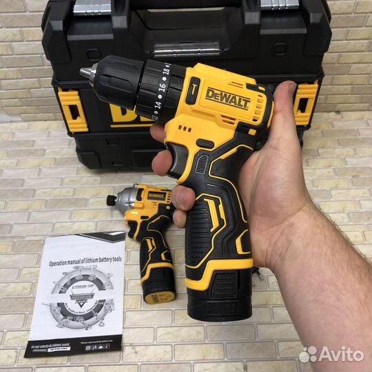 Ударная дрель шуруповерт+винтоверт Dewalt 2в1