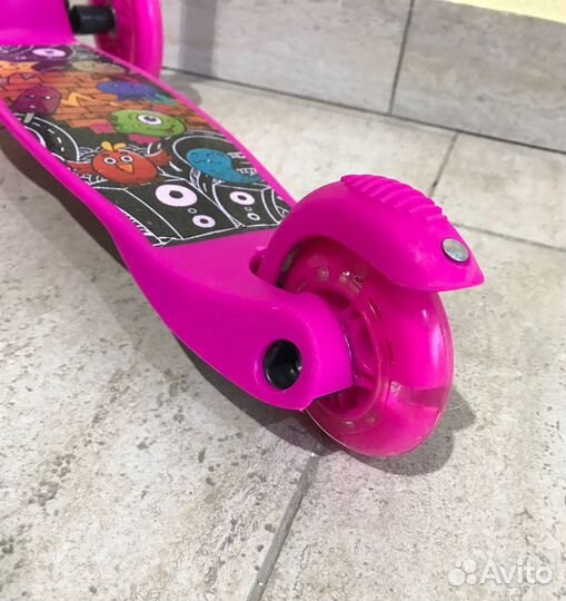 Самокат 3-х кол.118мм кикборд, young racer розовый