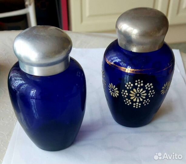 Чайница стекло кобальтовая