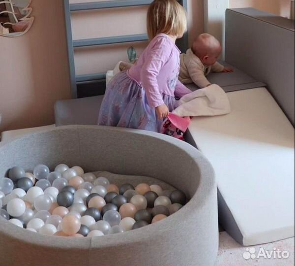 Мягкий Игровой набор Горка-4 серо-белый