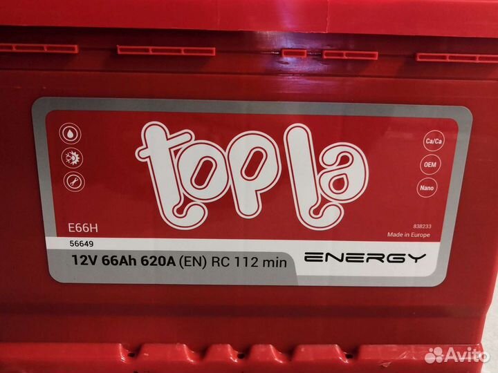 Аккумулятор topla Energy 66 А/ч R+ обратная EN620A