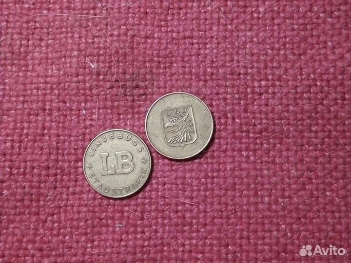 Жетоны 2шт Автобус город Лунд Швеция XX век