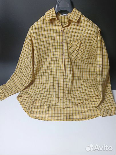Рубашка в клетку оверсайз женская 46 размер новая