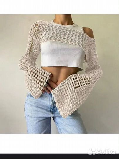 Вязанная кофта сетка