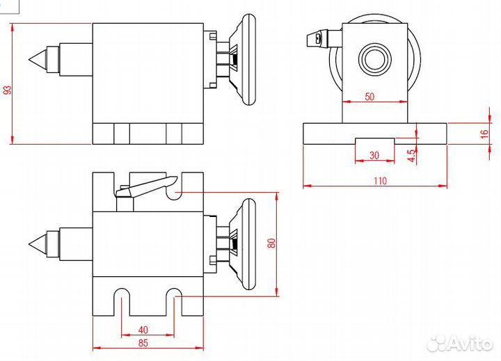 Поворотная ось и задняя бабка