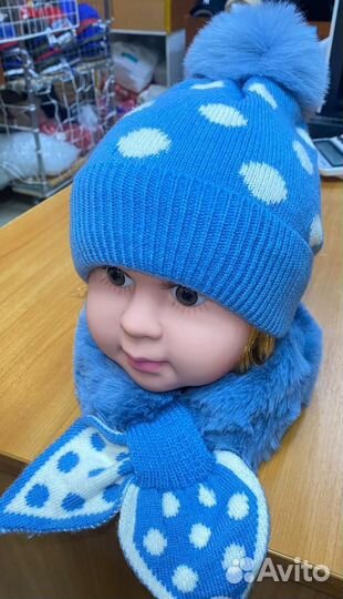 Шапка и снуд для девочки 3-5 лет из Ангоры