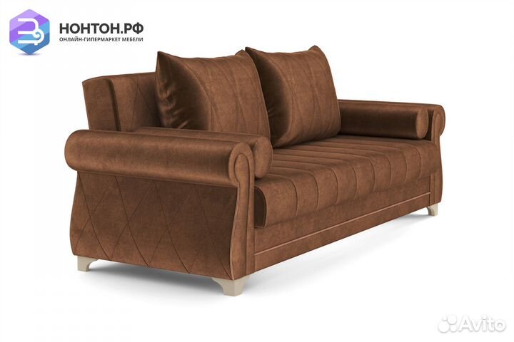 Диван книжка Порто М велюр коричневый