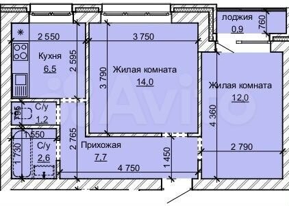 2-к. квартира, 44,9 м², 8/10 эт.