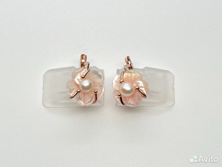 Серебряные позолоченные серьги 925 пробы