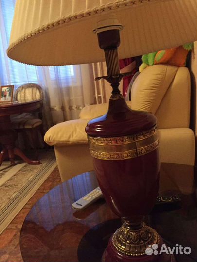 Лампа настольная Италия бронза керамика винтаж