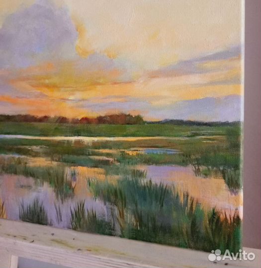 Картина маслом Пейзаж с рекой