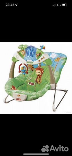 Шезлонг детский fisher price тропический лес