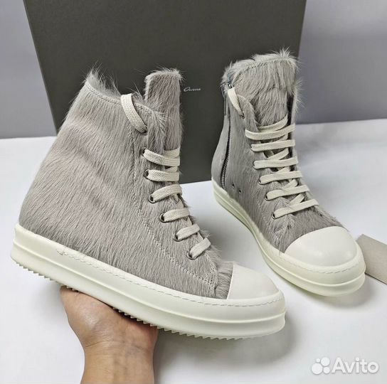 Кеды Rick Owens Ramones Pony Hair Кожаные