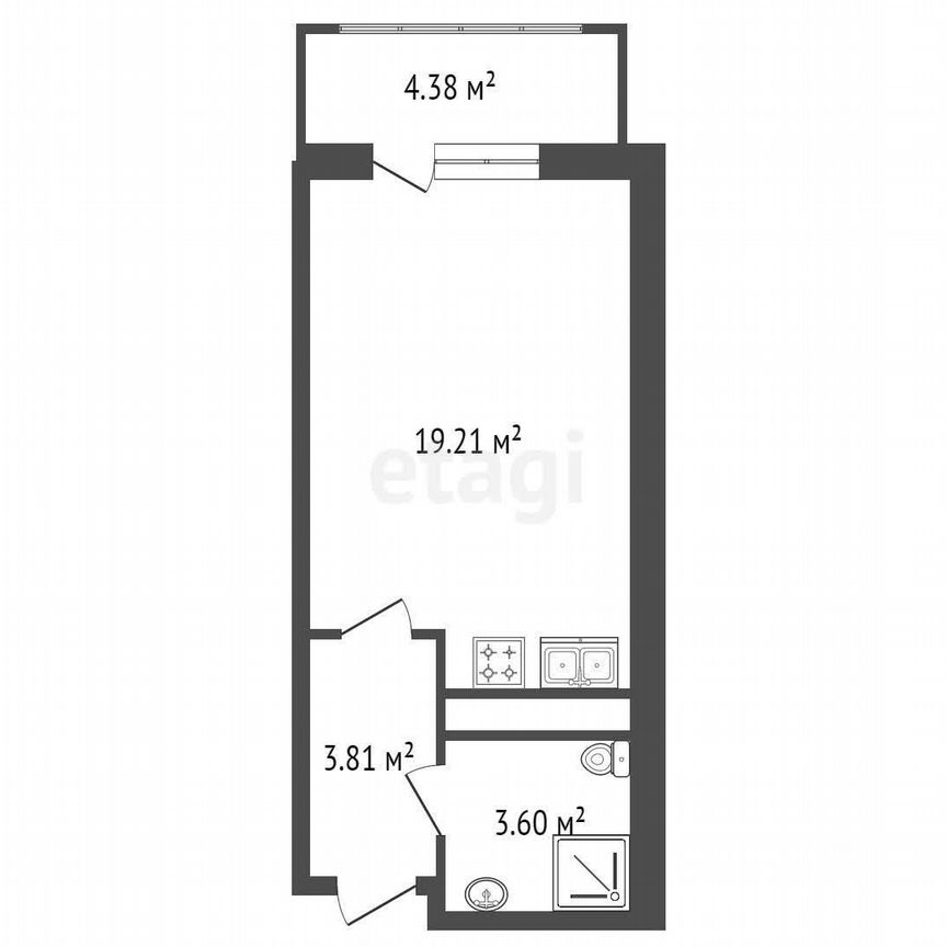 Квартира-студия, 26 м², 3/4 эт.