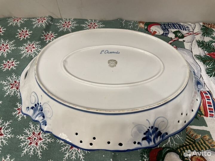 Ваза для фруктов гжель