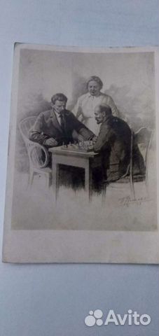 Почтовая карточка Ленин за шахматами