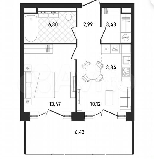 1-к. квартира, 46,6 м², 25/33 эт.