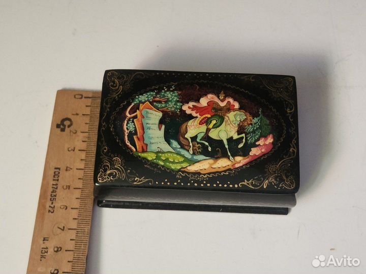 Шкатулка палех Аленушка Федоскино СССР лаковая