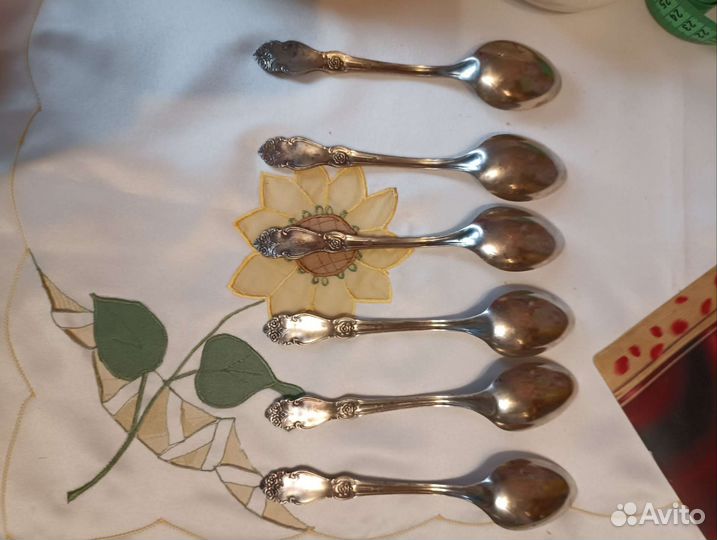 Ложки десертные мельхиоровые Серебряная роза