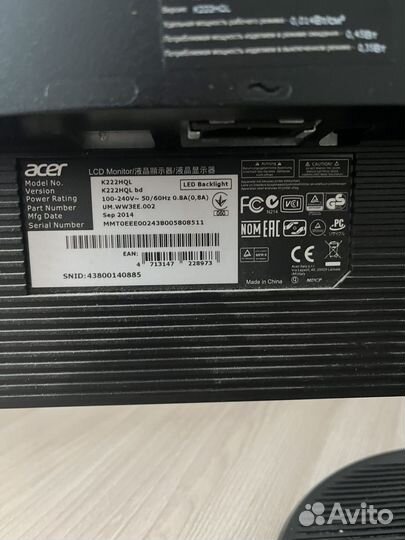 Монитор Acer k222hql