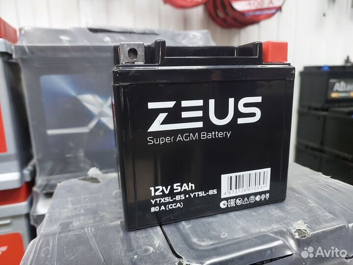 Аккумулятор zeus super AGM 5Ач о.п YTX5L-BS