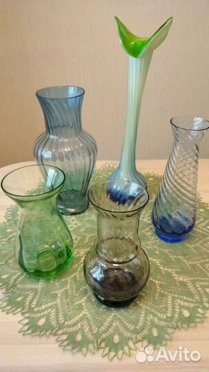 Вазы стеклянные СССР, ваза- корзинка