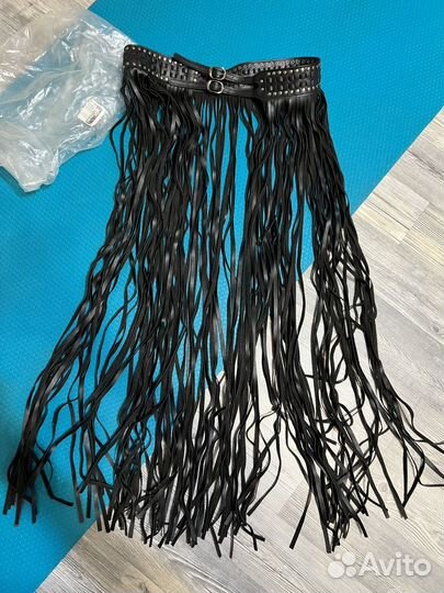 Бронь Кожаный пояс с бахромой