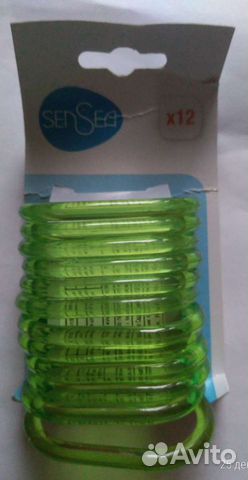 Кольца зелёные для шторок в ванную 12 шт, прищепки