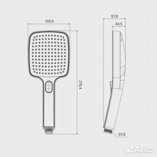 Лейка iddis для душа квадратная белая матовая