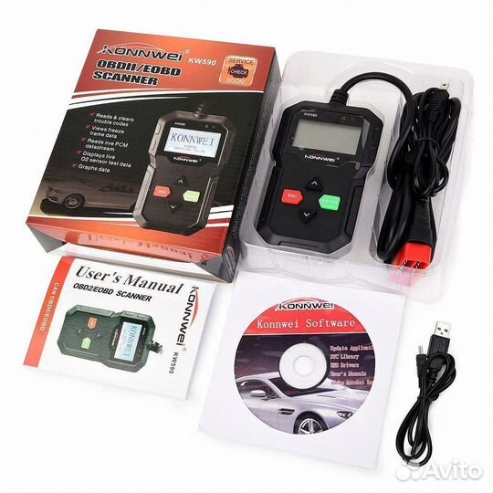 Автосканер OBD konnwei KW-590 (OBD2/eobd+CAN) Wind