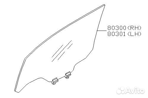 Стекло переднее правое опускное Nissan Presage