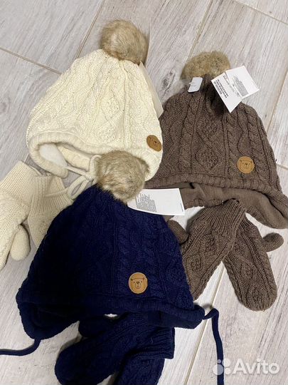 Шапка и варежки hm детские 74/80,86/92