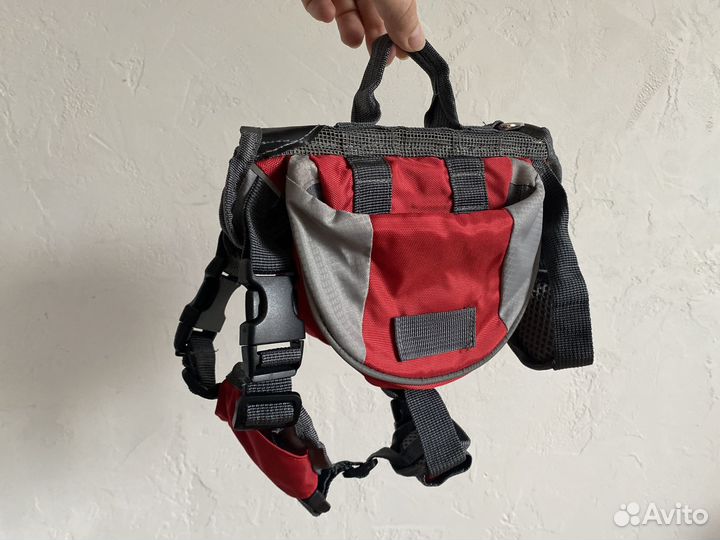 Шлейка для собак с рюкзаком и карманами на спину