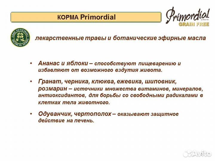 Холистик корма для собак Primordial (Италия)