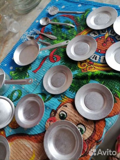 Набор кукольный посуды СССР алюминевый