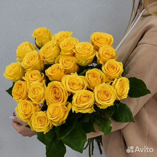 Букет желтых роз, Эквадор, 50см 41 шт