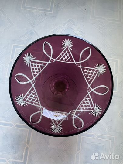 Ваза для фруктов хрусталь цветное стекло СССР